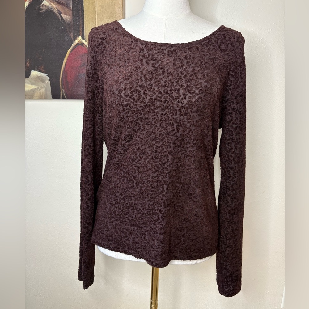 Vintage 90s Brown Floral Lace Women's Top